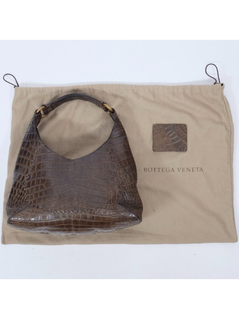 Bottega Veneta Alligator Crocodile Handbag Hobo Bag Intrecciato Brown